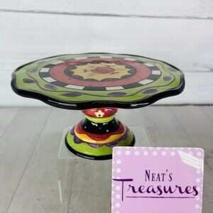 Certified International Sue Zipkin ROSE GARDEN Colorful 8"D1 Pedestal Cake Stand